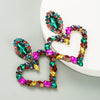 Classy Lady Baroque Heart Earrings with Drop Rhinestone
