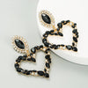 Classy Lady Baroque Heart Earrings with Drop Rhinestone