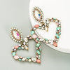 Classy Lady Baroque Heart Earrings with Drop Rhinestone