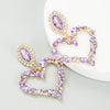 Classy Lady Baroque Heart Earrings with Drop Rhinestone