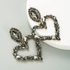 Classy Lady Baroque Heart Earrings with Drop Rhinestone