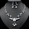 Floral Cubic Zirconia Wedding Jewelry Necklaces Earring Set