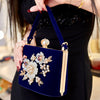 Luxy Moon Diamond Flower Velvet Hand Clutch Bag