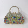 Luxy Moon Full Rhinestones Clutch Metal Flower Evening Bag