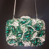Luxy Moon Leaf Crystal Green Clutch Gorgeous Evening Purse