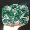 Luxy Moon Leaf Crystal Green Clutch Gorgeous Evening Purse