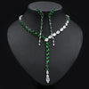 Luxy Moon Long Chain Pendant Cubic Zirconia Wedding Jewelry Sets