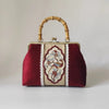 Luxy Moon Red Velvet Flower Evening Clutch Handbag