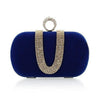 Luxy Moon Rhinestone Evening Bag Suede Velvet Ring Clutch