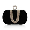 Luxy Moon Rhinestone Evening Bag Suede Velvet Ring Clutch