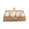 Luxy Moon Rhinestone Tassel Evening Clutch with Top Handle
