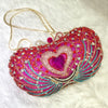 Luxy Moon Rose Red Heart Prom Clutch Purse