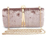 Luxy Moon Velour Clutch Bag For Women V Shape Metal