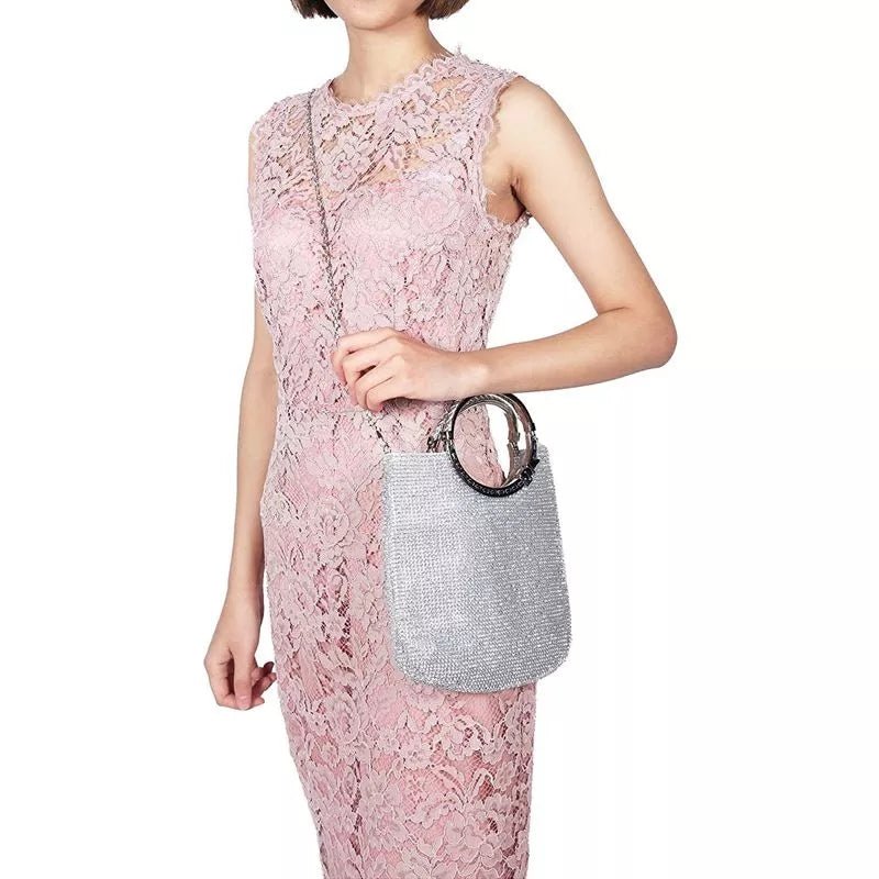 Luxy Moon Rhinestone Bright Evening Party Handbags, Gold Luxy Moon Rhinestone Bright Evening Party Handbags, Gold