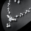 Floral Cubic Zirconia Wedding Jewelry Necklaces Earring Set