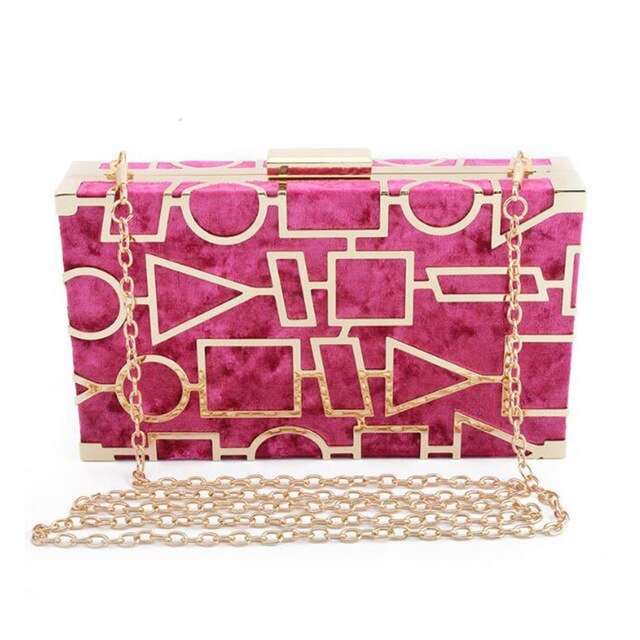 Geometric Hollow Out Velour Evening Bag