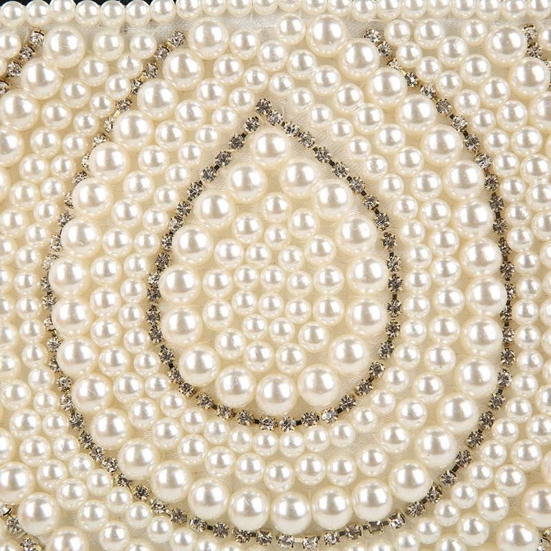 Luxy Moon Beaded Evening Bag Pearls Diamonds Clutch