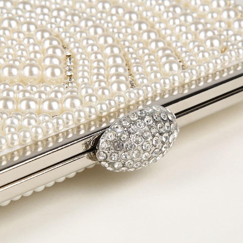 Luxy Moon Beaded Evening Bag Pearls Diamonds Clutch