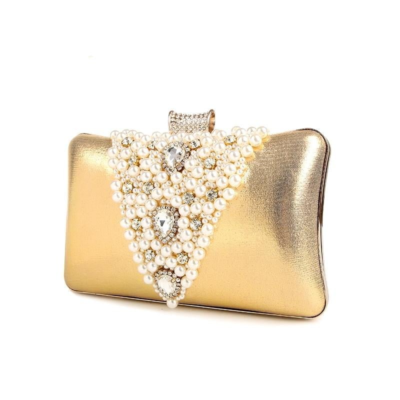 Luxy Moon Beaded Evening Bags Pearl Crystal Wedding Clutches
