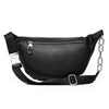 Luxy Moon Black Leather Belly Fanny Pack Belt Purse
