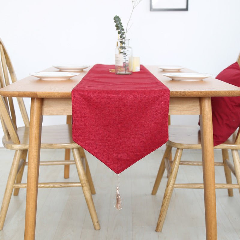 Luxy Moon Burlap Modern Table Runner With Tassel For Dining Wedding