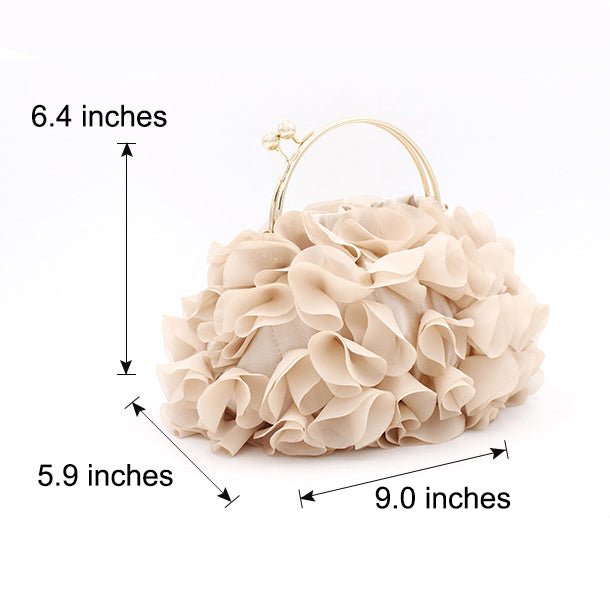 Luxy Moon Champagne Flower Evening Purses for Weddings or Party