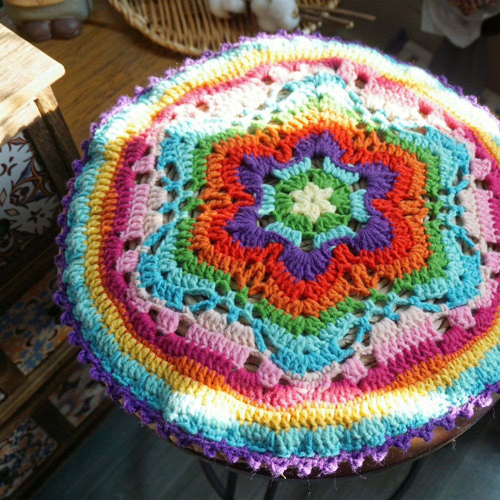 Luxy Moon Colorful Daisy Handmade Crochet Doilies Summer Outdoor Party Mat