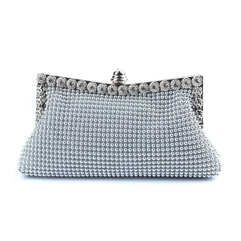 Luxy Moon Crystal Lady Handbag for Party Formal Dress Evening Clutches Bag, Silver