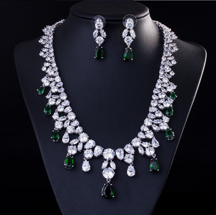 Luxy Moon Cubic Zirconia Wedding Jewelry Set Gemstone Necklaces For Women