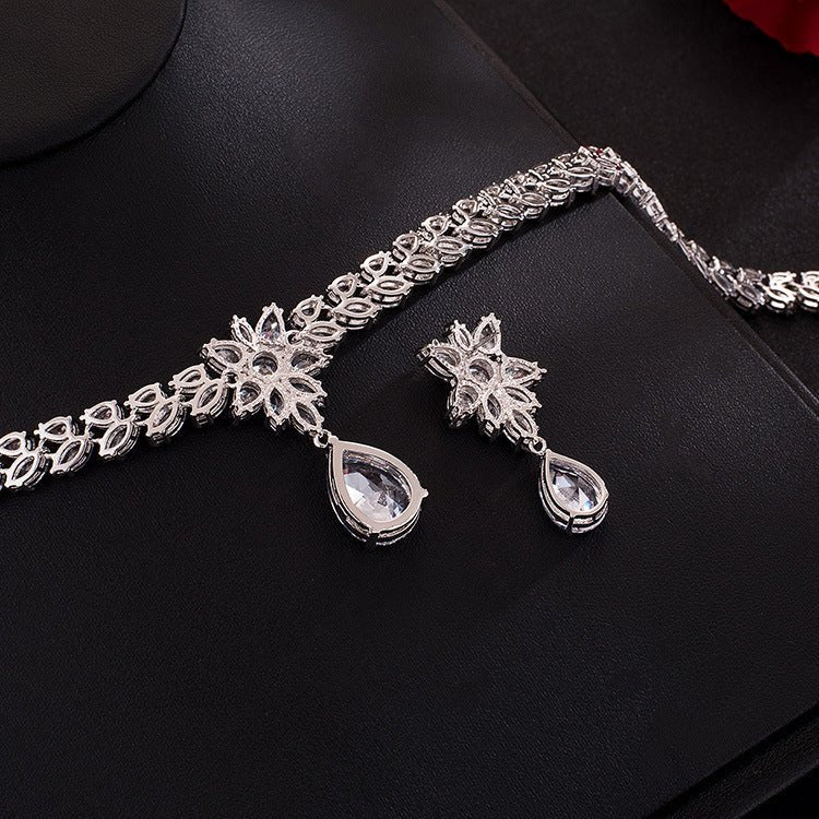 Luxy Moon Cubic Zirconia Wedding Jewelry Sets Pendant Necklace For Bridal