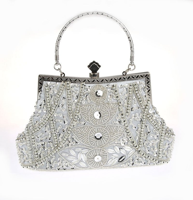 Luxy Moon Elegant Women Beaded Evening Handbags Bridal Sequins Clutch Bag