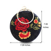 Luxy Moon Embroidered Round Flower Black Evening Bag