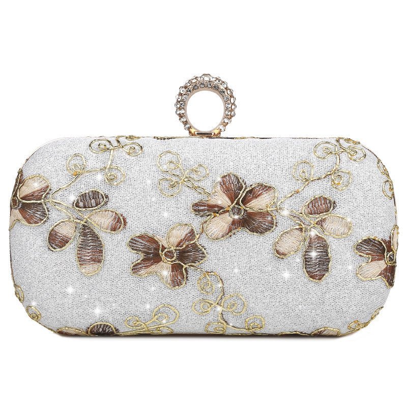Luxy Moon Exquisite Flower Embroidery Flash Evening Clutch