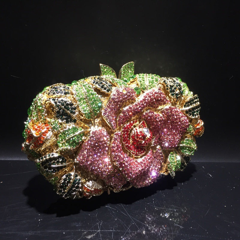 Luxy Moon Exquisite Rhinestone Clutch Flower Purse For Wedding