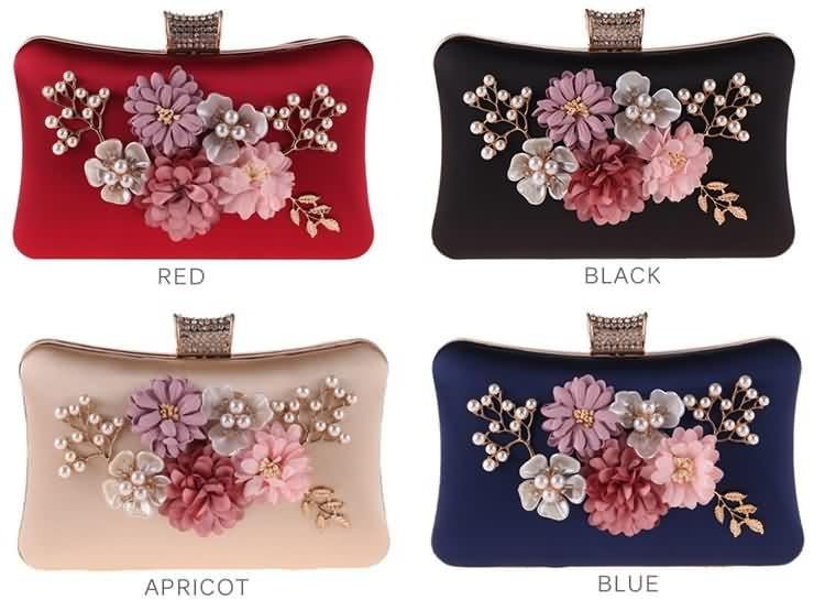 Luxy Moon Flower Evening Bags Pearl Beaded Diamond Clutches
