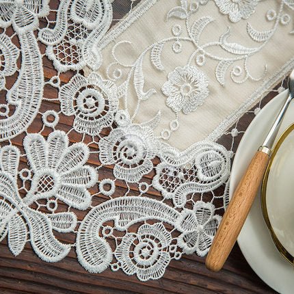 Luxy Moon Long Fine Lace Simple Table Runner Mats Flag Wedding Holiday Decoration