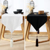 Luxy Moon Modern Short Pure Color Table Runners Tassel Furniture Cover