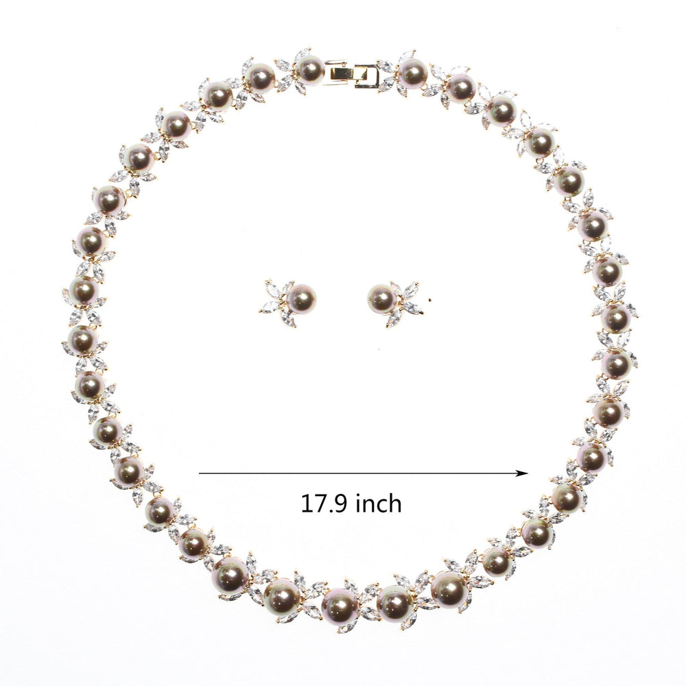 Luxy Moon Mothers Birthstone Necklace Pearl Wedding Jewelry Sets