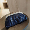 Luxy Moon Navy Sequined Rhinestone Evening Clutch Bag