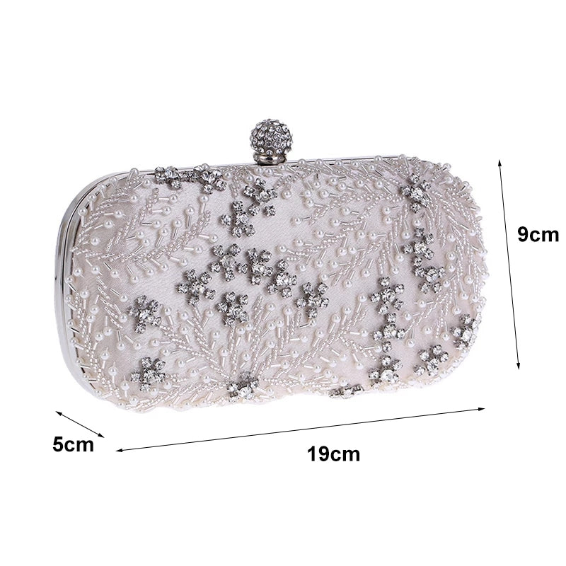 Luxy Moon Pearl Clutch Purse Luxury Handbag Embroidery Evening Bag
