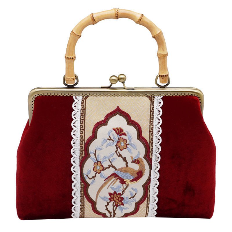 Velvet Evening Bag Red, Floral, Soft, Handle, Buy Now – Luxy Moon