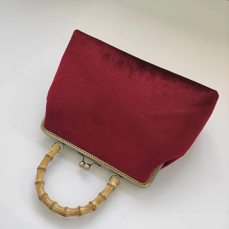 Luxy Moon Red Velvet Flower Evening Clutch Handbag