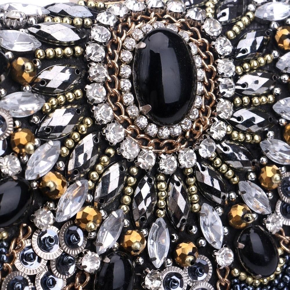 Luxy Moon Rhinestone Evening Bags Black Diamond Beaded Clutches