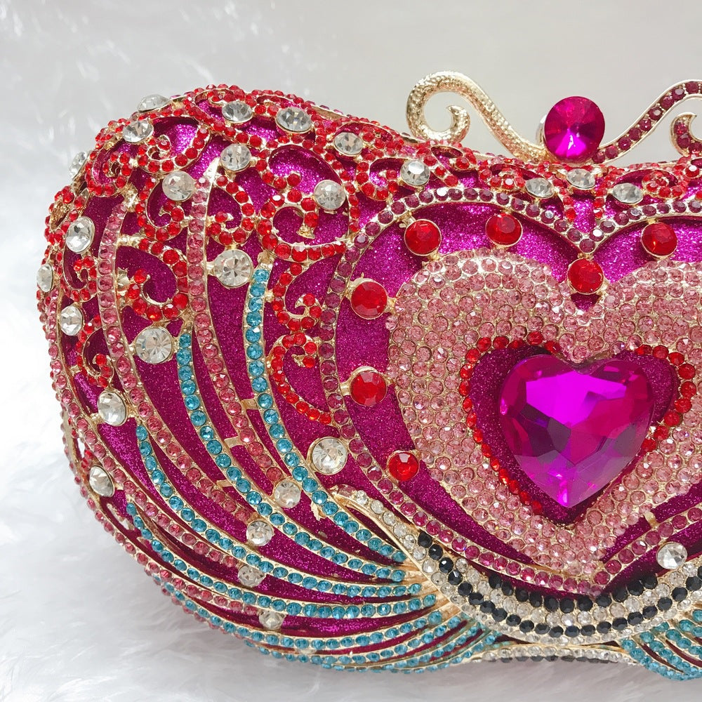 Luxy Moon Rose Red Heart Prom Clutch Purse