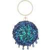 Luxy Moon Round Sequins Vintage Clutch With Handle