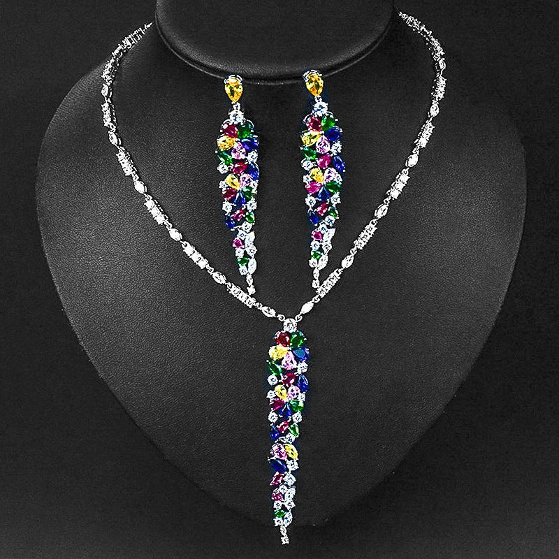 Luxy Moon Silver Chain Cubic Zirconia Wedding Jewelry Sets