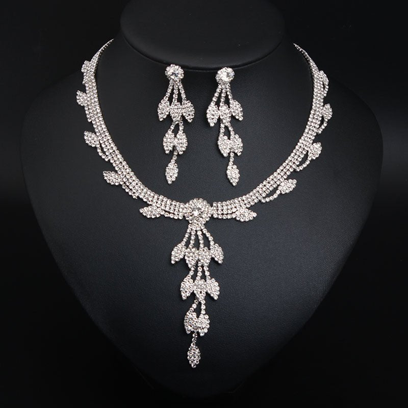 Luxy Moon Silver Rhinestone Crystal Wedding Jewelry Sets