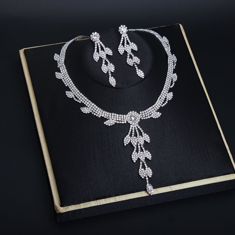 Luxy Moon Silver Rhinestone Crystal Wedding Jewelry Sets