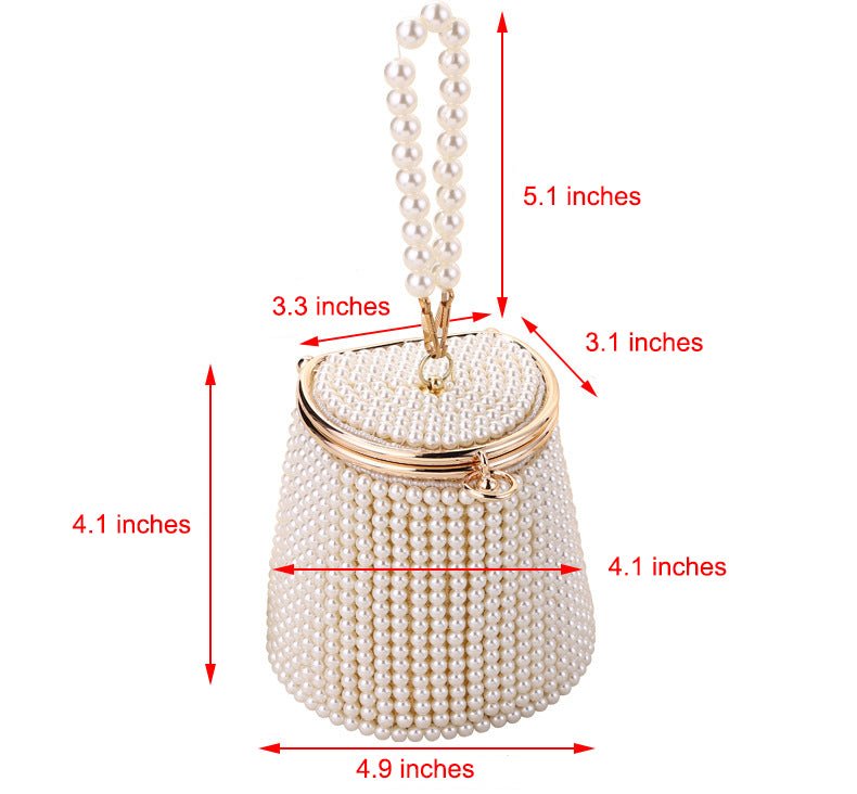 Luxy Moon Small Bucket Pearl Evening Purse with Handle