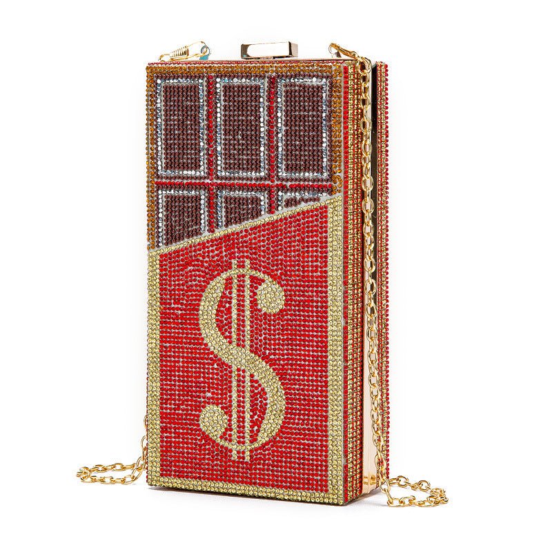 Luxy Moon Stack of Cash Dollars Crystal Clutch Purses